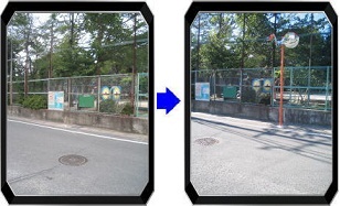 カーブミラー新設前後の写真